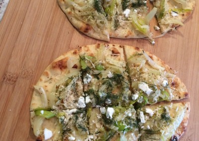 pizza with leeks onions and fennel