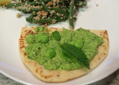 pea and fava bean dip with mint