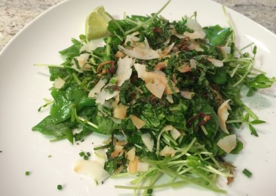 snap pea salad with coconut gremolata