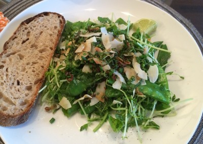 snap pea salad with coconut gremolata