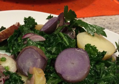 potato salad with grilled kale